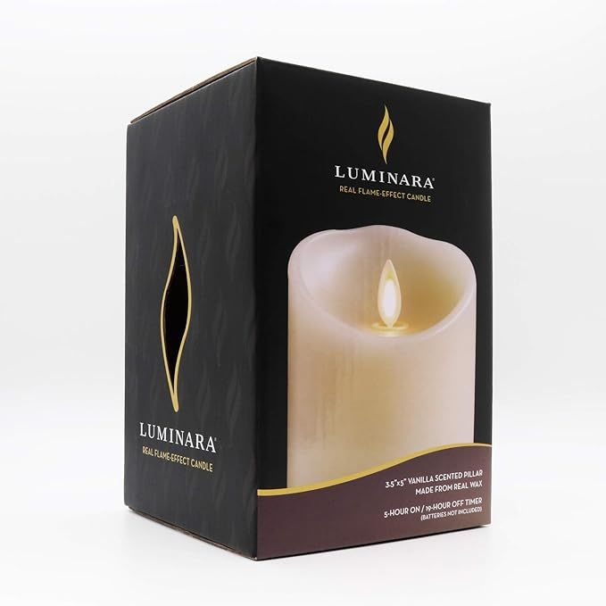 Luminara Flameless Pillar Candle (5.3 Inch, Ivory White); Moving Flame LED Battery-Operated Vanil... | Amazon (US)