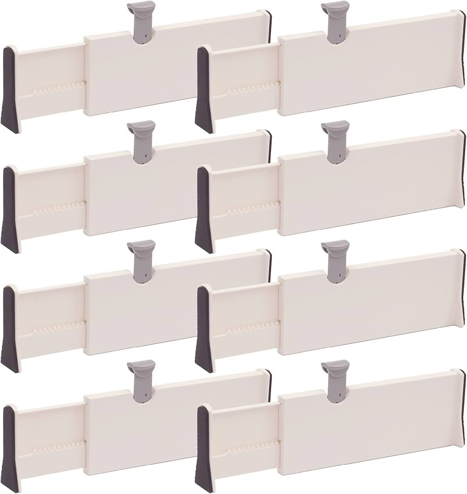 Set of 8 Adjustable Drawer Dividers Organizer Separators Plastic Dresser Organizer for Bedroom, ... | Amazon (US)