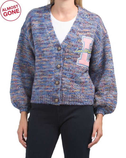 Wool Blend Embroidered Logo Cardigan | TJ Maxx