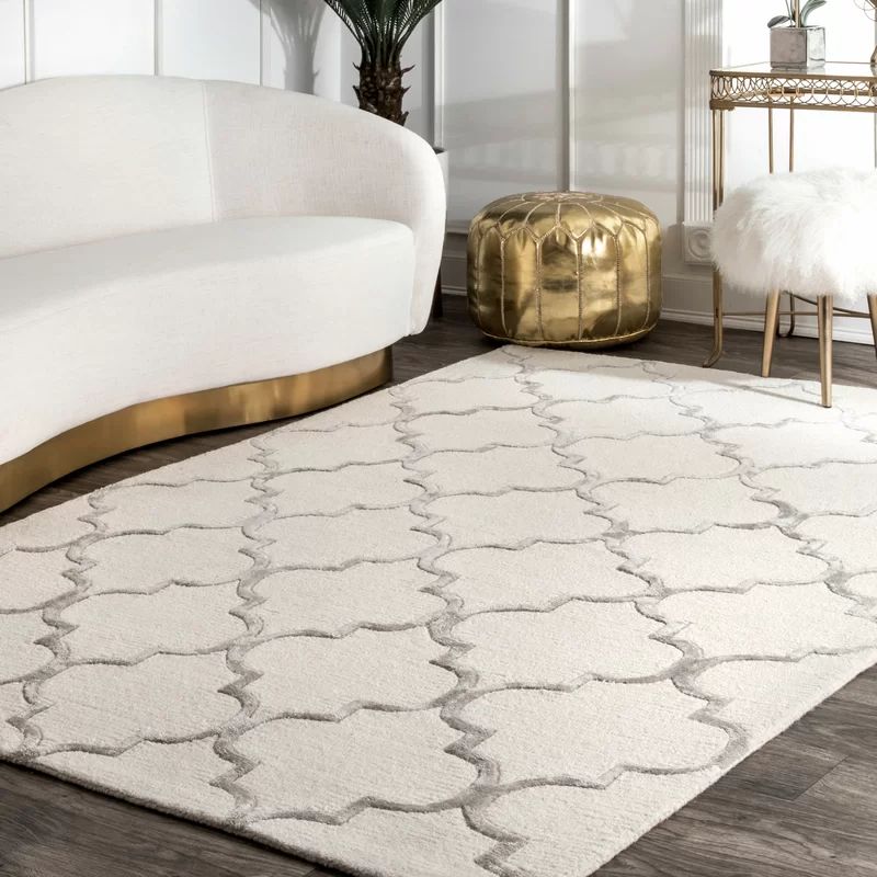 Noirmont Geometric Hand-Tufted Ivory/Nickel Area Rug | Wayfair North America