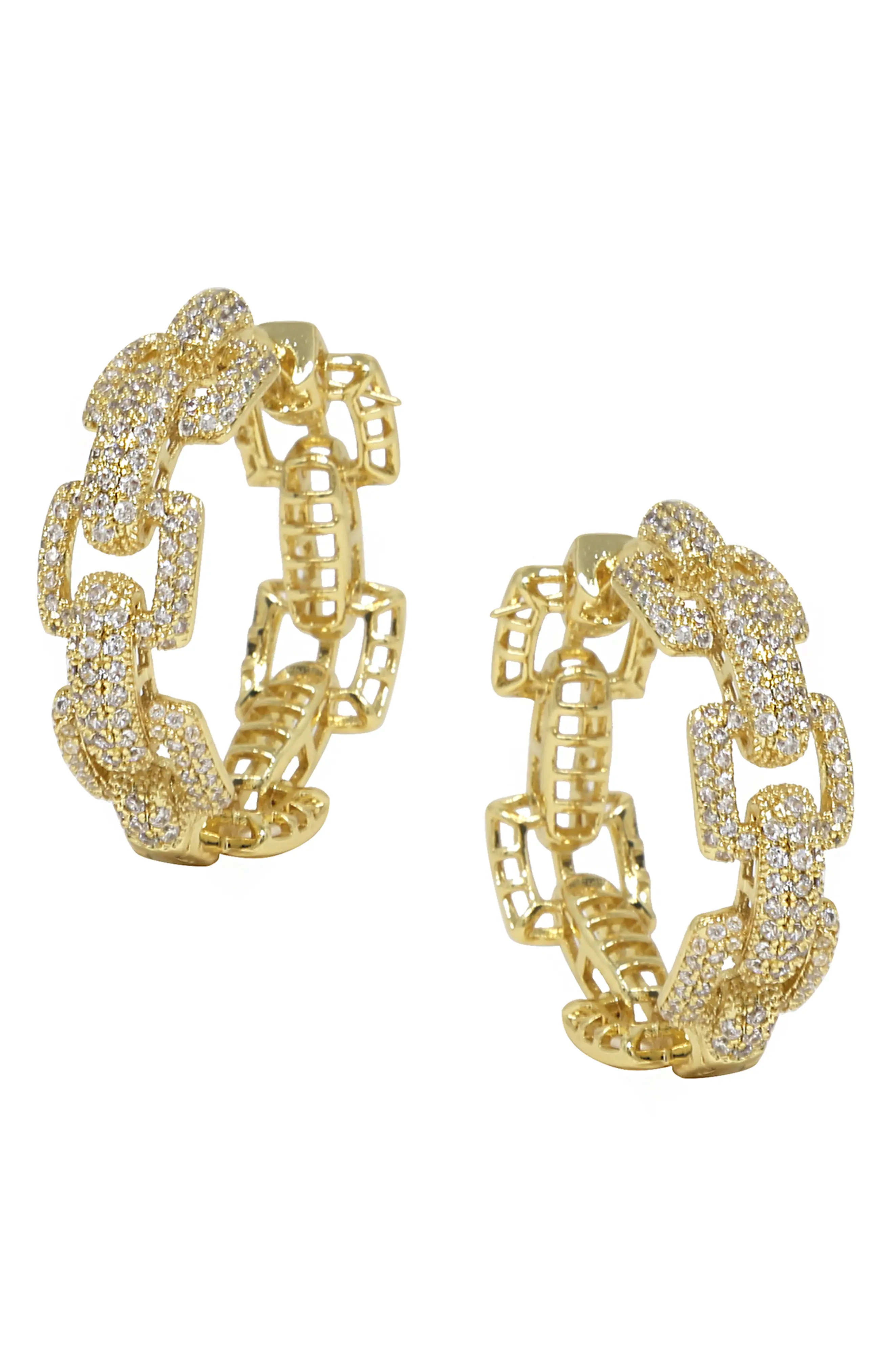 Women's Ettika Crystal Chain Link Hoop Earrings | Nordstrom