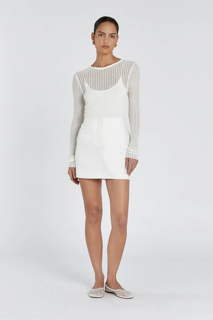 SLOAN WHITE LINEN BLEND MINI SKIRT | DISSH
