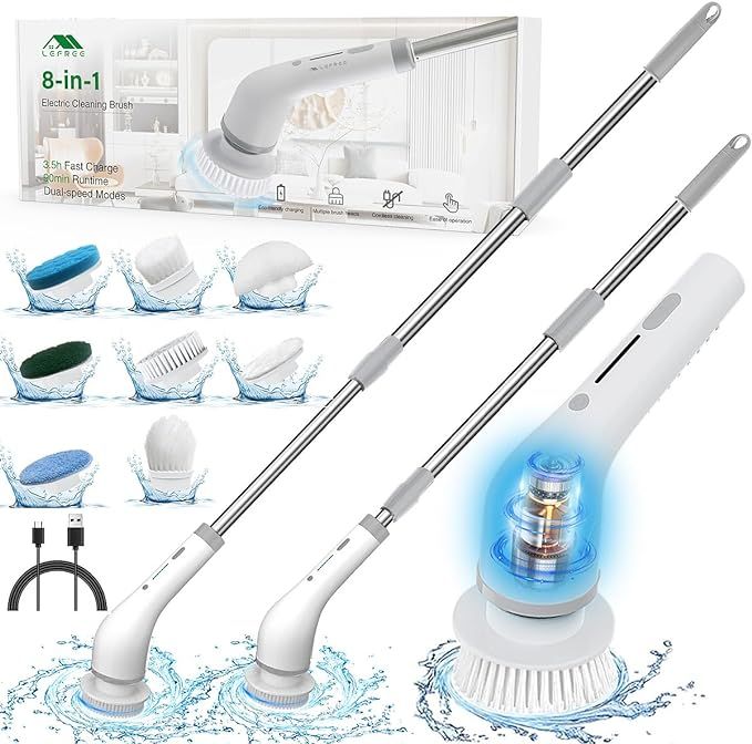 Lefree Electric Spin Scrubber, Cordless Cleaning Brush with 8 Replaceable Brush Heads. 2 Speeds P... | Amazon (US)