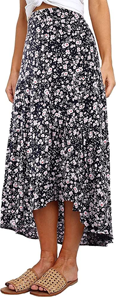 PRETTYGARDEN Ditzy Floral Skirt Midi Boho Elastic High Waist Skirt A-line Long Vintage Skirts for... | Amazon (US)