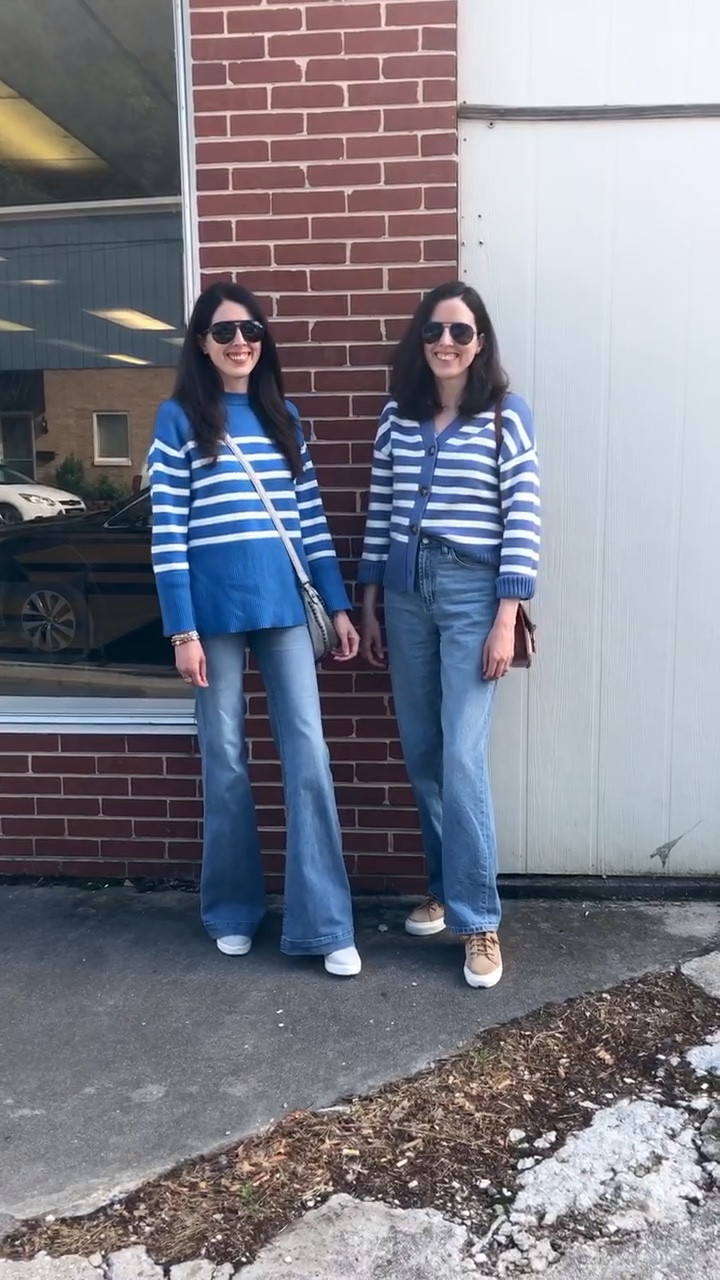 Hi 👋 we are twin sisters who love sharing everyday outfits and dresses. 

Stripe sweaters 
Blue and white
Classic preppy style 
spring outfits 2026



#LTKootd #LTKgrwm #LTKSeasonal