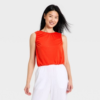 Women's Bubble Hem Tank Top - A New Day™ Red XS | Target