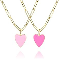 Meeran Heart Necklace for Women Girls,Preppy Jewelry Dainty Paperclip Chain Necklace for Women,Cu... | Amazon (US)