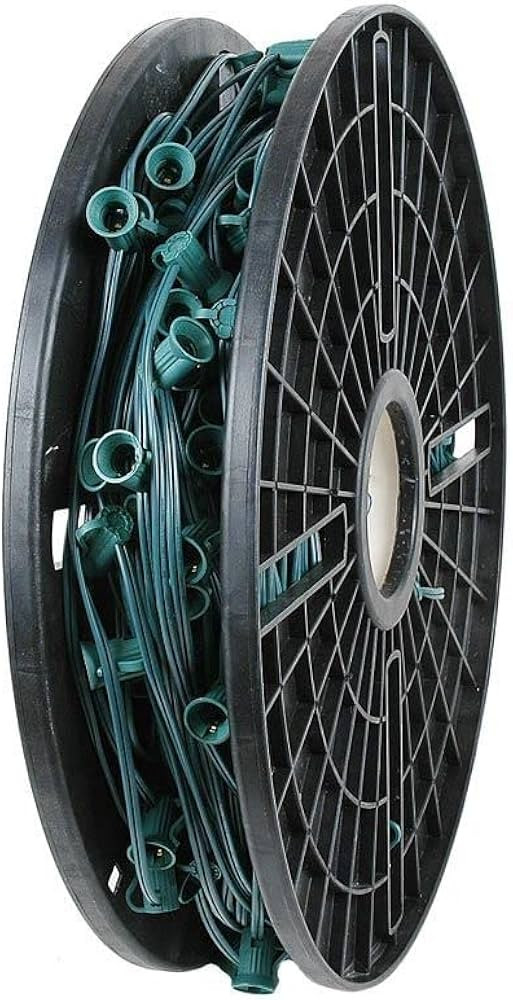 Novelty Lights 250 Feet C9/E17 Socketed Light Spool, 12 Inch Spacing Green Wire Bulk Reel, 8 Amp ... | Amazon (US)