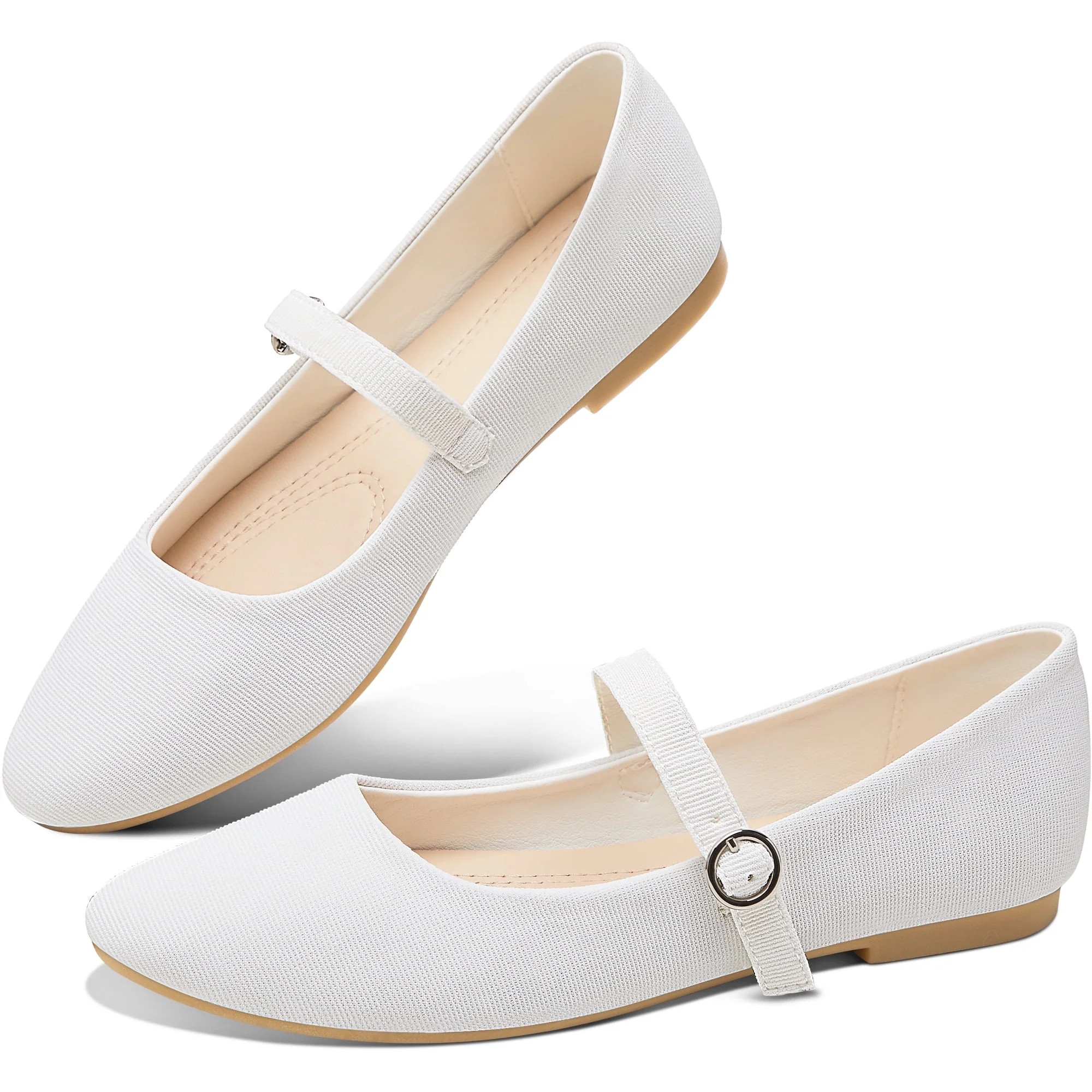 Mary Jane Flat Shoes Round Toe Ballet Flats for Women Dressy Fabric Business Flats Comfortable Cl... | Walmart (US)
