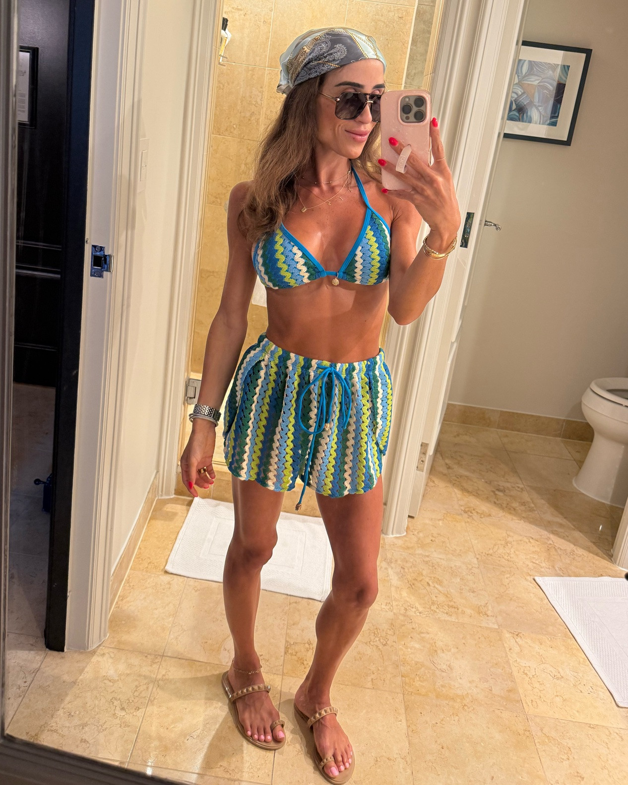Designer inspired bikini with matching cover up shorts. I’m wearing size s. My head scarf is also Amazon.

Beach vacation

#LTKPetite #LTKSwim