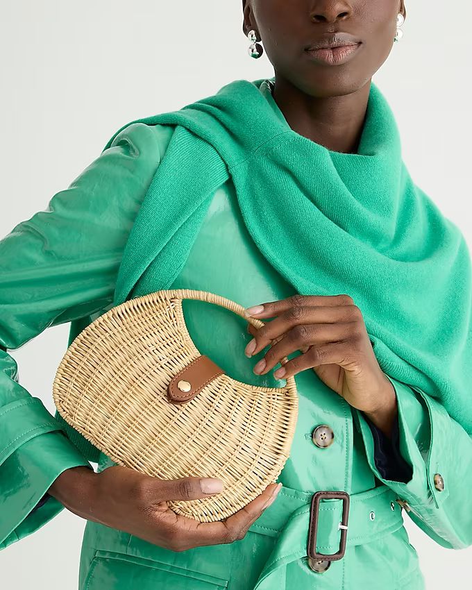 Semi-circle rattan clutch | J.Crew US