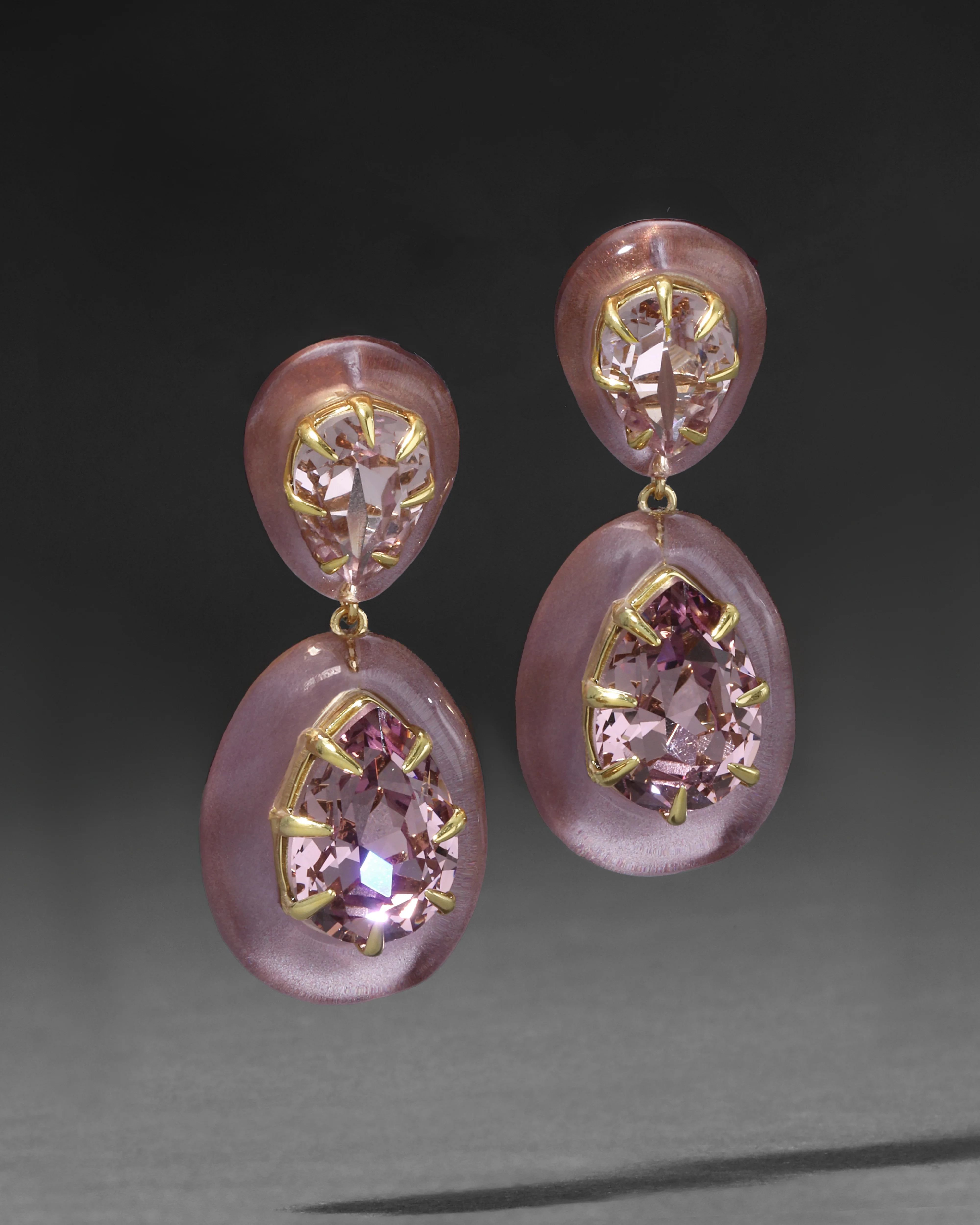 Bonbon Crystal Pink Lucite Teardrop Post Earrings | Pink Earrings | Alexis Bittar
