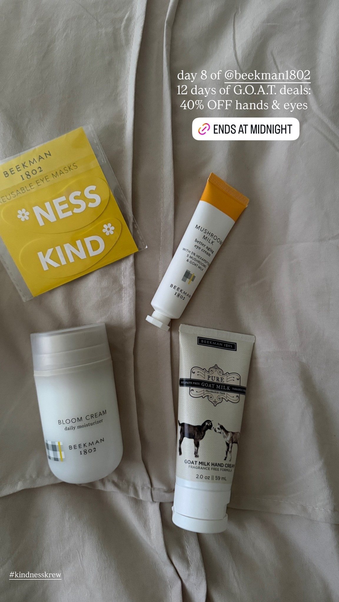 day 8 of @beekman1802 12 days of G.O.A.T. deals: 40% OFF hands & eyes
 #kindnesskrew

#LTKBeauty #LTKSaleAlert #LTKCyberWeek
