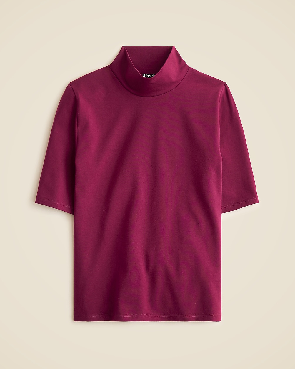 Stretch cotton-blend mockneck elbow-sleeve T-shirt | J. Crew US