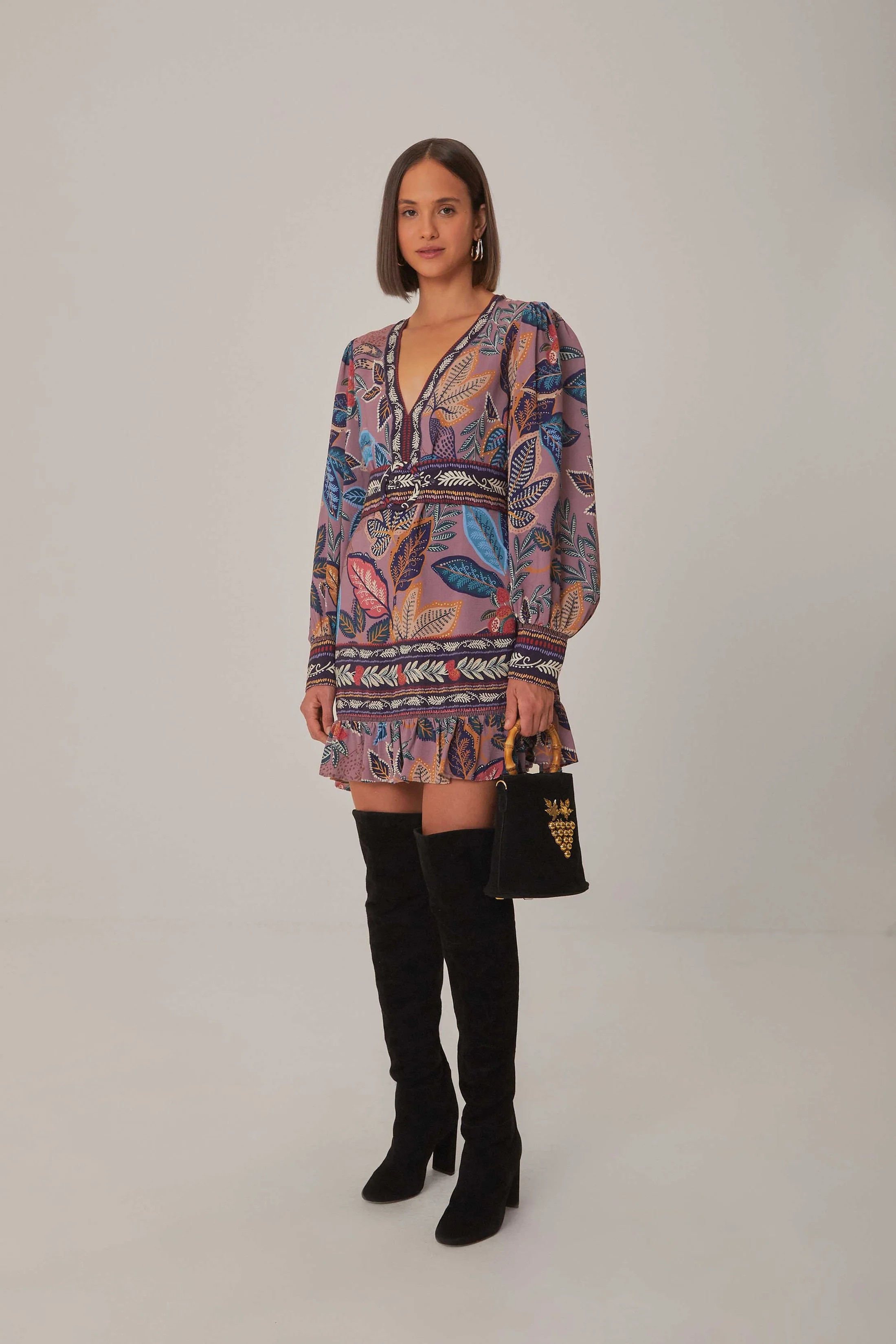 Lavender Wild Night Long Sleeve Mini Dress | Farm Rio EU