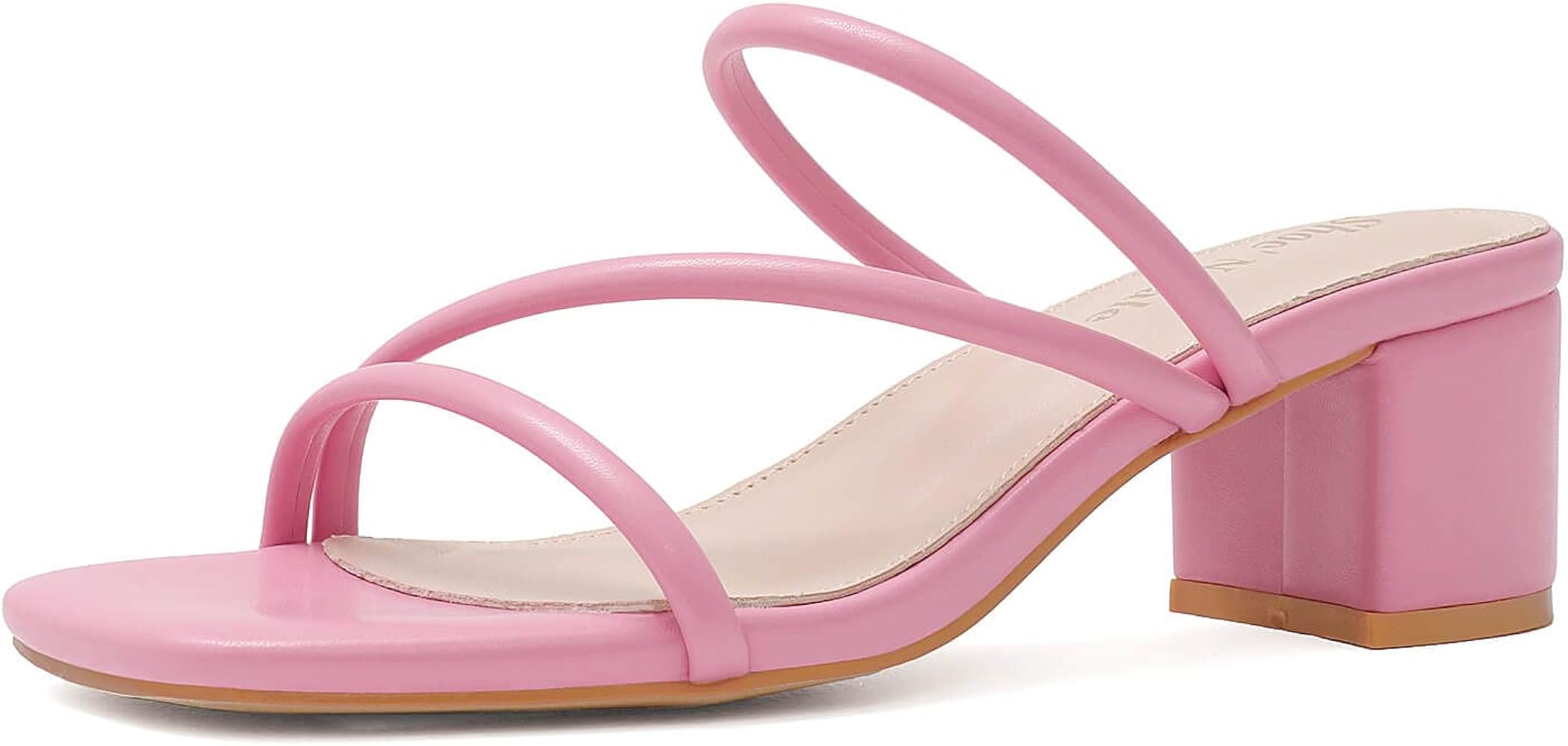 Shoe'N Tale Strappy Heels For Women Low Chunky Block Heel Heeled Sandals Square Open Toe Slip On ... | Amazon (US)