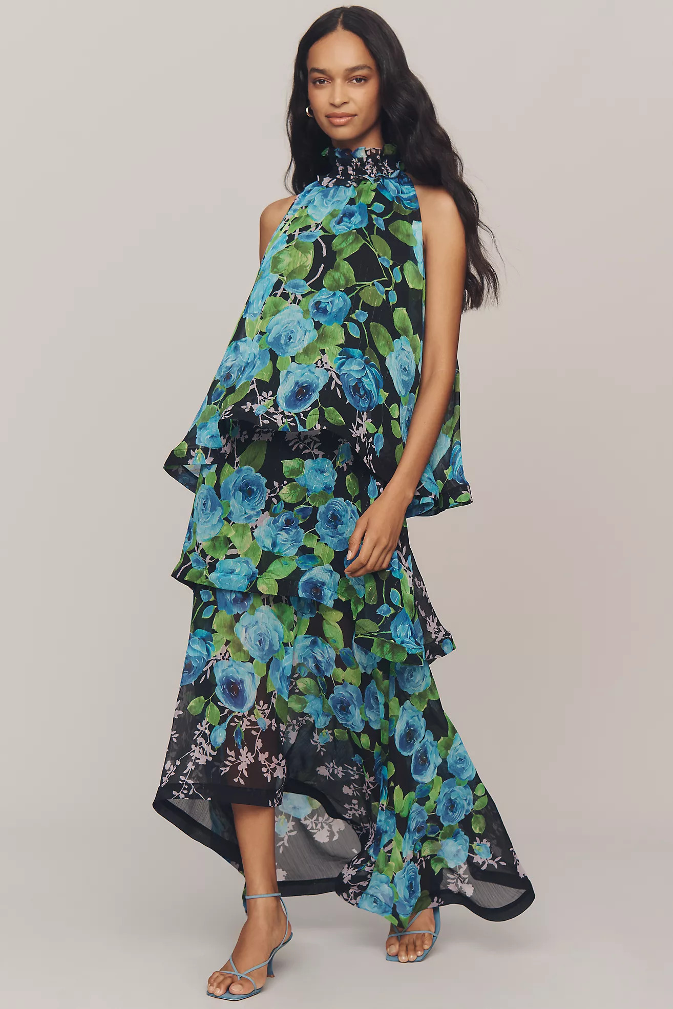 Elliatt Briony Halter Tiered High-Low Maxi Dress | Anthropologie (US)