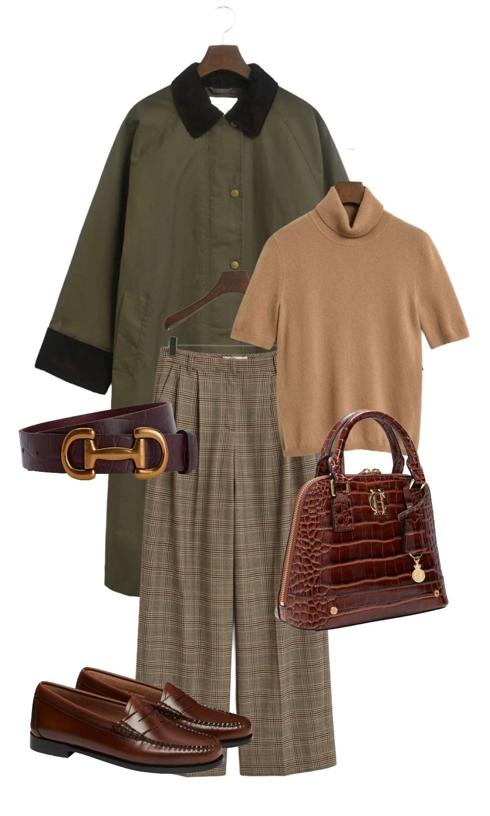 Most of the items featured here are in the sale! A classic check trouser look worthy of the Highlands, this classic look & colour combination is right on trend. Hurry to catch the January sales!

Green Car Coat, Camel Short Sleeve Roll Neck Knit & Check Trousers - all Gant

Brown Croc Effect Leather Bag - Holland and Cooper

Brown Croc Belt - Boden

Weejun Penny Loafers in Cognac Brown Leather - G H Bass at John Lewis 

#LTKuk #LTKeurope #LTKsale