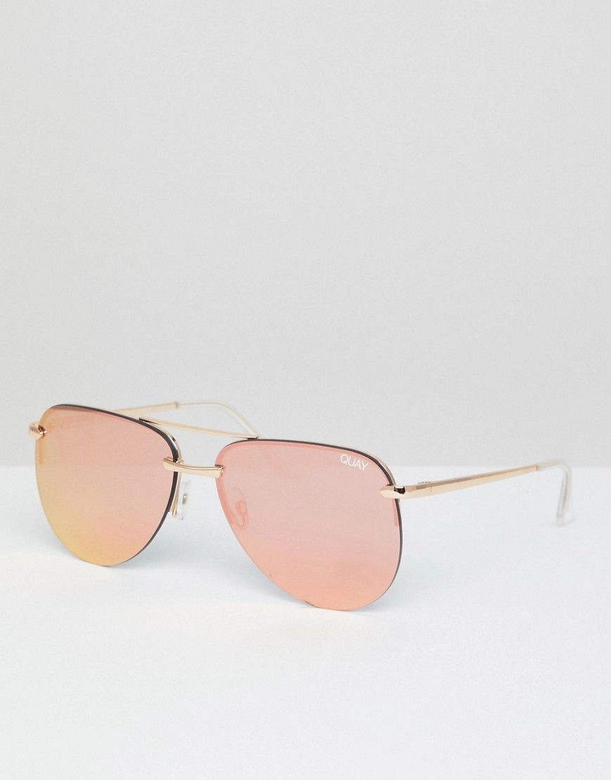 Quay Australia Exclusive To ASOS The Playa Rimless Aviator Sunglasses - Pink | ASOS US