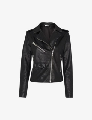 Agnes zip-through leather biker jacket | Selfridges