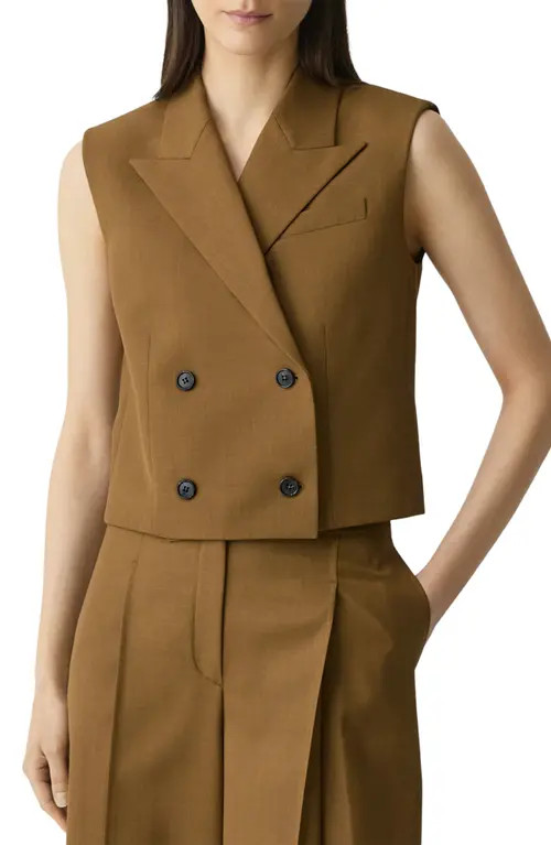 Theory Double Breasted Crop Vest in Dark Bronze at Nordstrom, Size 0 | Nordstrom