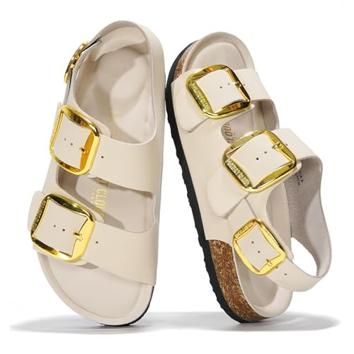 Project Cloud Genuine Leather Beach Sandals Women with Lightweight & Comfortable Slides for Women - Non Slip Big Buckle with Memory Foam Slingback Womens Sandals (Garda,BEIG, 9) | Amazon (US)
