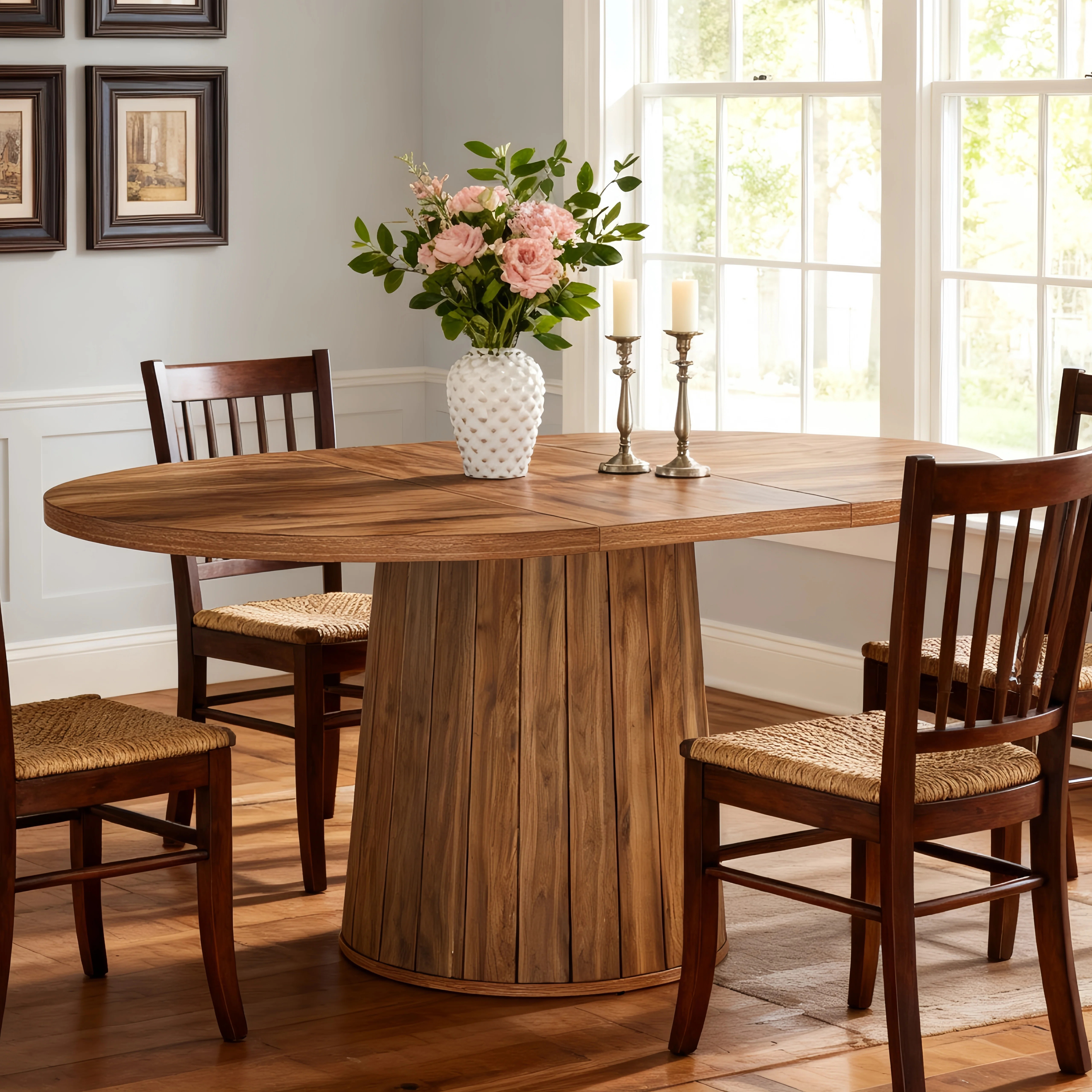 55 Inch Oval Dining Table With Wood Base For Dining Room, Kitchen | Wayfair North America