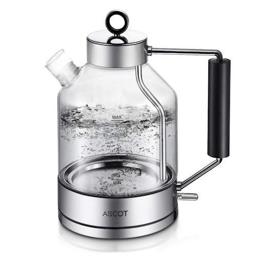 Electric Kettle, ASCOT Electric Tea Kettle 1.5L Glass Electric Kettle, Stainless Steel, BPA-Free, Cordless, Automatic Shutoff, Boil-Dry Protection (Silver) | Amazon (US)