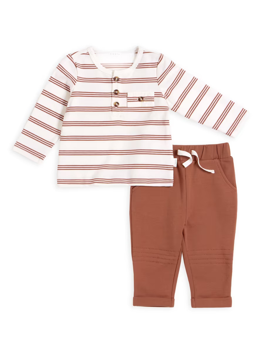 Firsts by Petit Lem Baby Boy's Striped Henley Top &amp; Pants Set | Saks Fifth Avenue