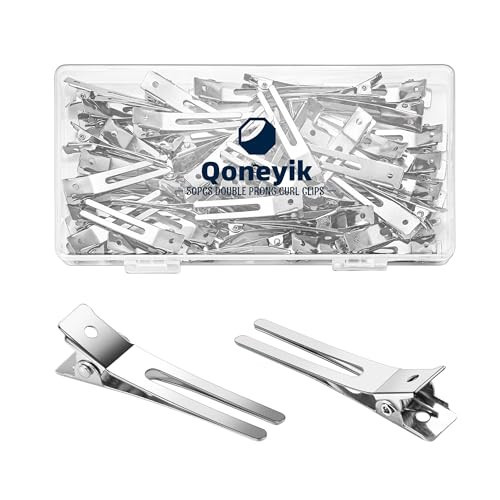 50pcs Metal Double Prong pin Curl Hair Clips for Styling Sectioning,Silver Hair Clips for Women Long Hair,Metal Alligator Curl Clips for Hair Roller,Salon,Bows DIY with Case | Amazon (US)