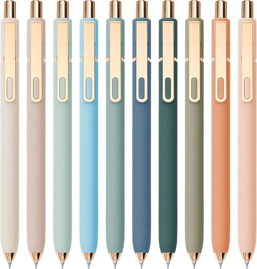 Linbsunne Gel Pens Black Ink Pens for Office 0.5mm Fine Point Pen Smooth Writing Retractable (Met... | Amazon (US)