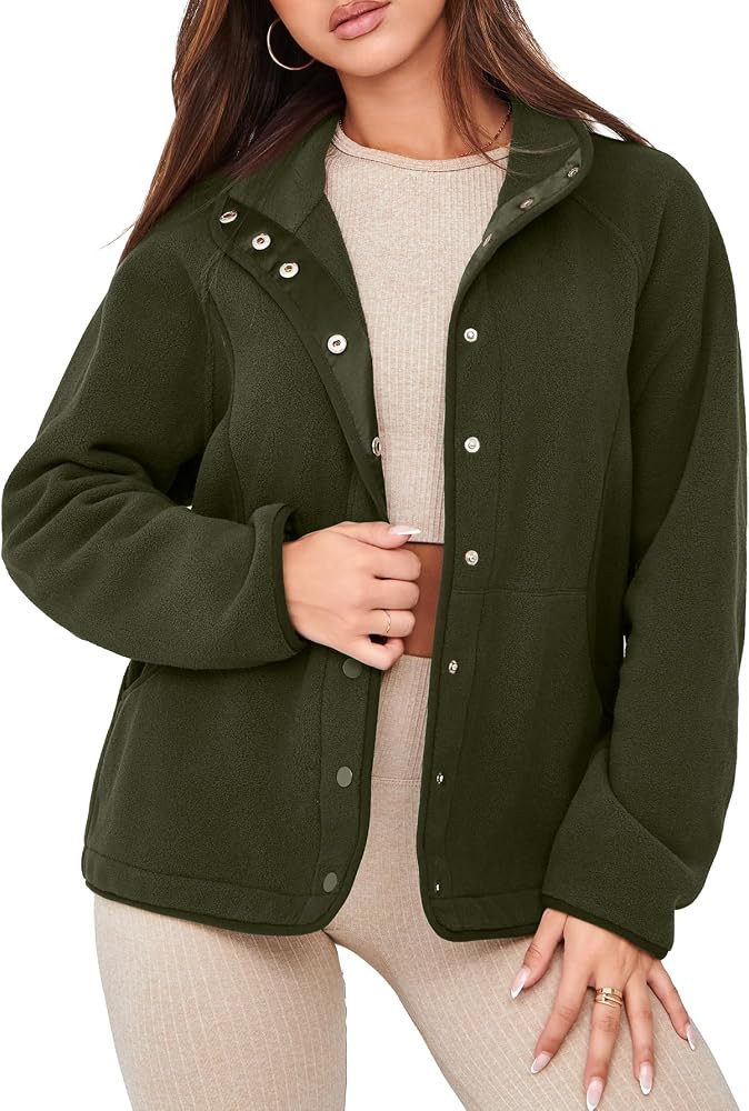 Glamaker women's Fleece Sherpa Jacket Winter Coats Long Sleeve Casual Button Fuzzy Cropped Sweats... | Amazon (US)