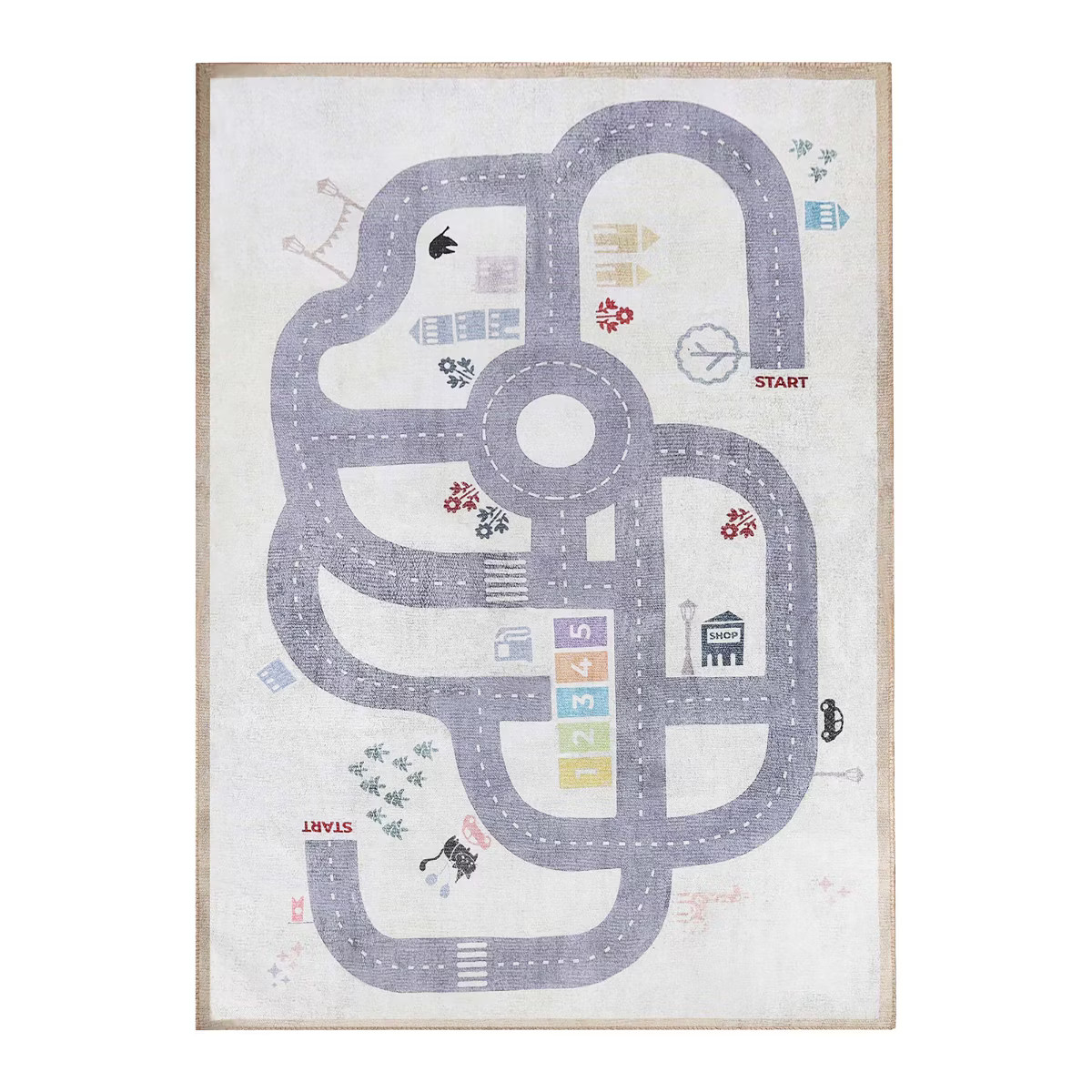 Path Road Playroom Nursery Non-Slip Kids Indoor Area Rug, 4'x6', Ivory - Blue Nile Mills | Target
