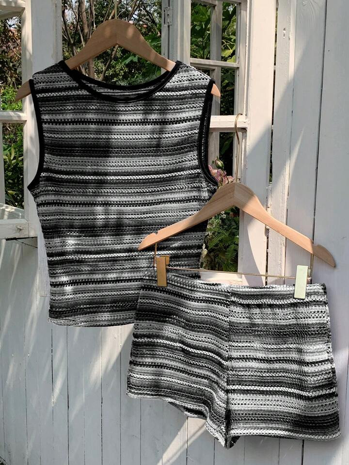 Comfortcana Women Striped Tank Top And Shorts 2 Pieces Vacation Casual Outfit | SHEIN