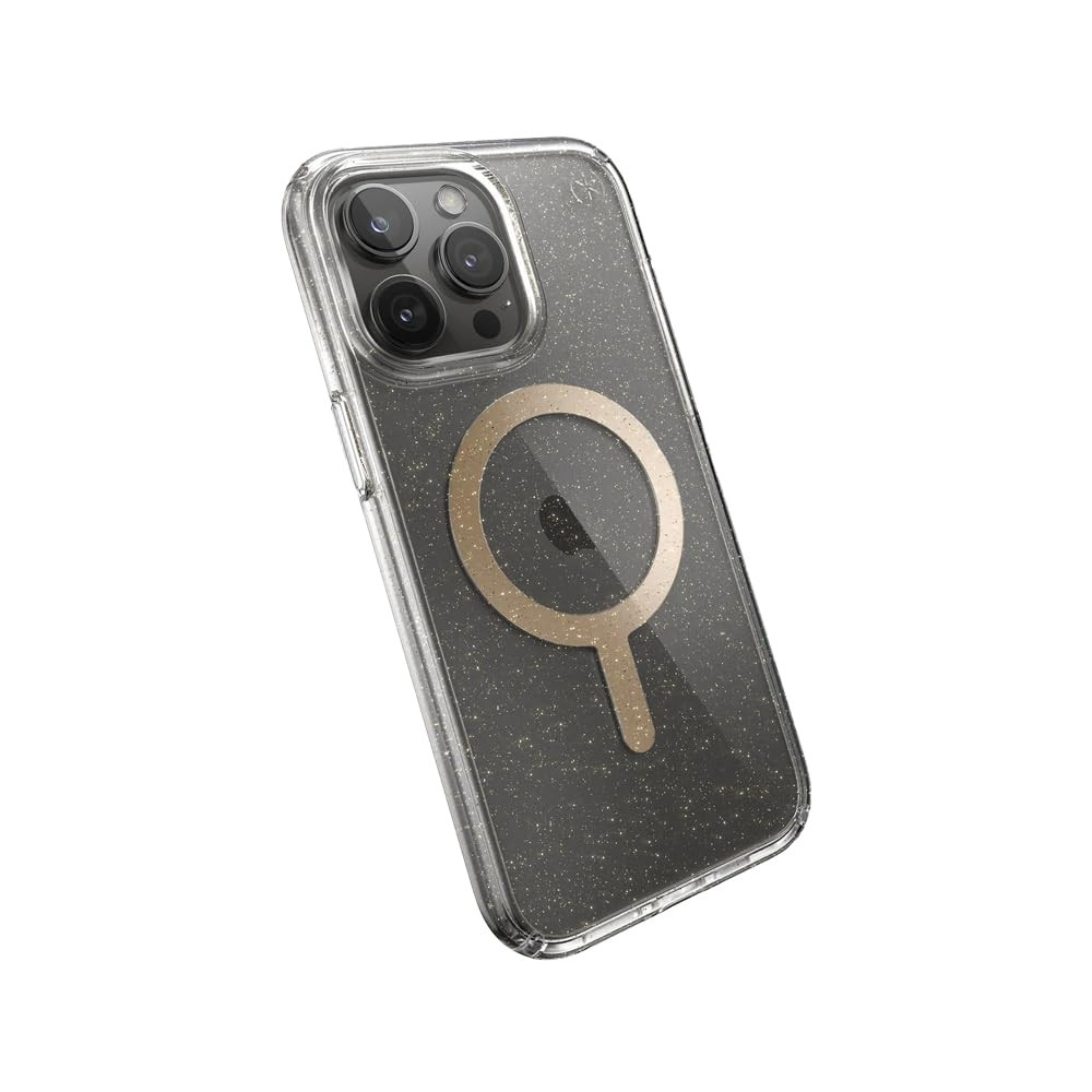 Speck Presidio Lux Glitter MagSafe Case for Apple iPhone 16 Pro Max, Clear/Gold Glitter | Amazon (US)