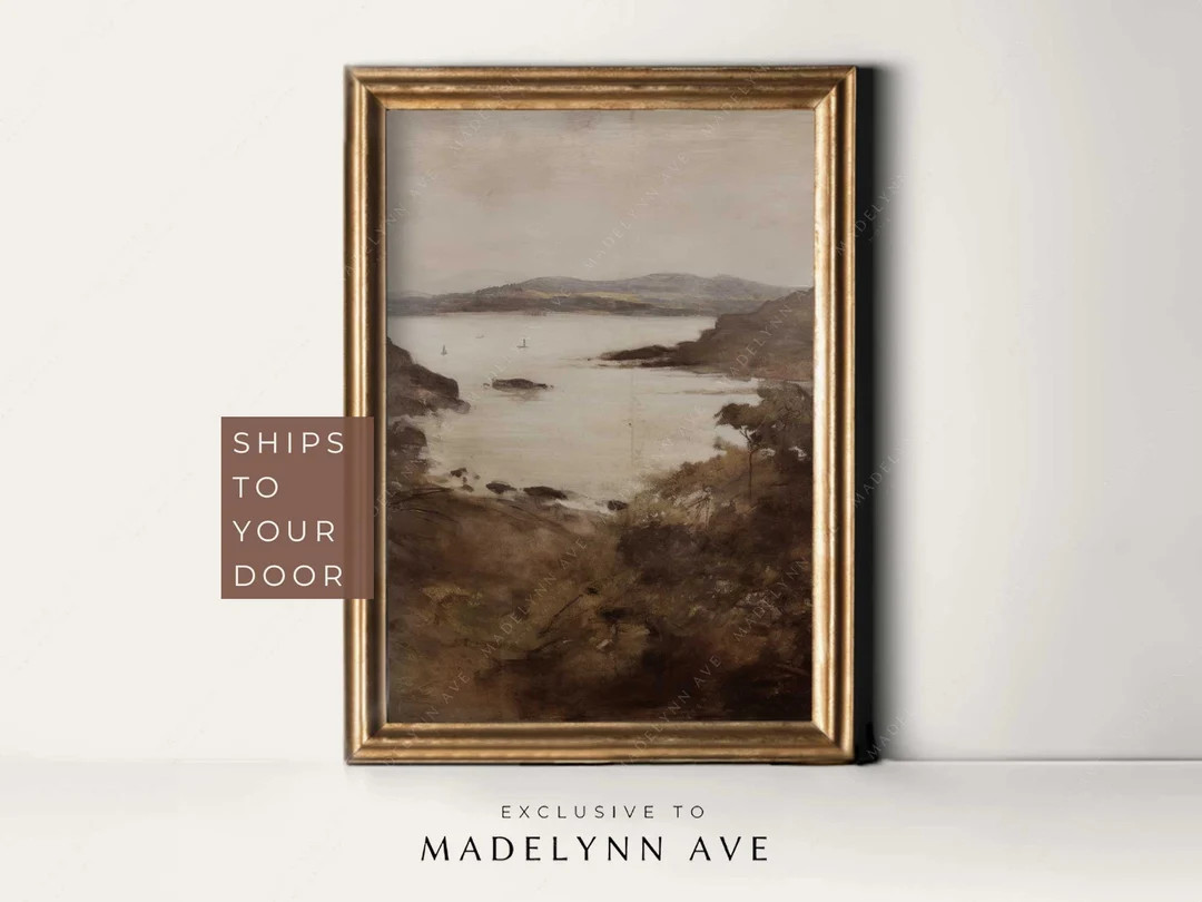 Moody Painting, Moody Vintage Landscape Painting, Modern Landscape, Dark Brown Painting, Designer... | Etsy (US)