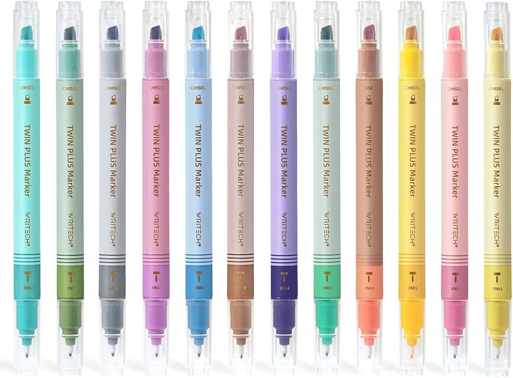 WRITECH Dual Tip Highlighter Markers: Aesthetic Fine & Chisel Tip Pastel Vintage Marker Multicolo... | Amazon (US)