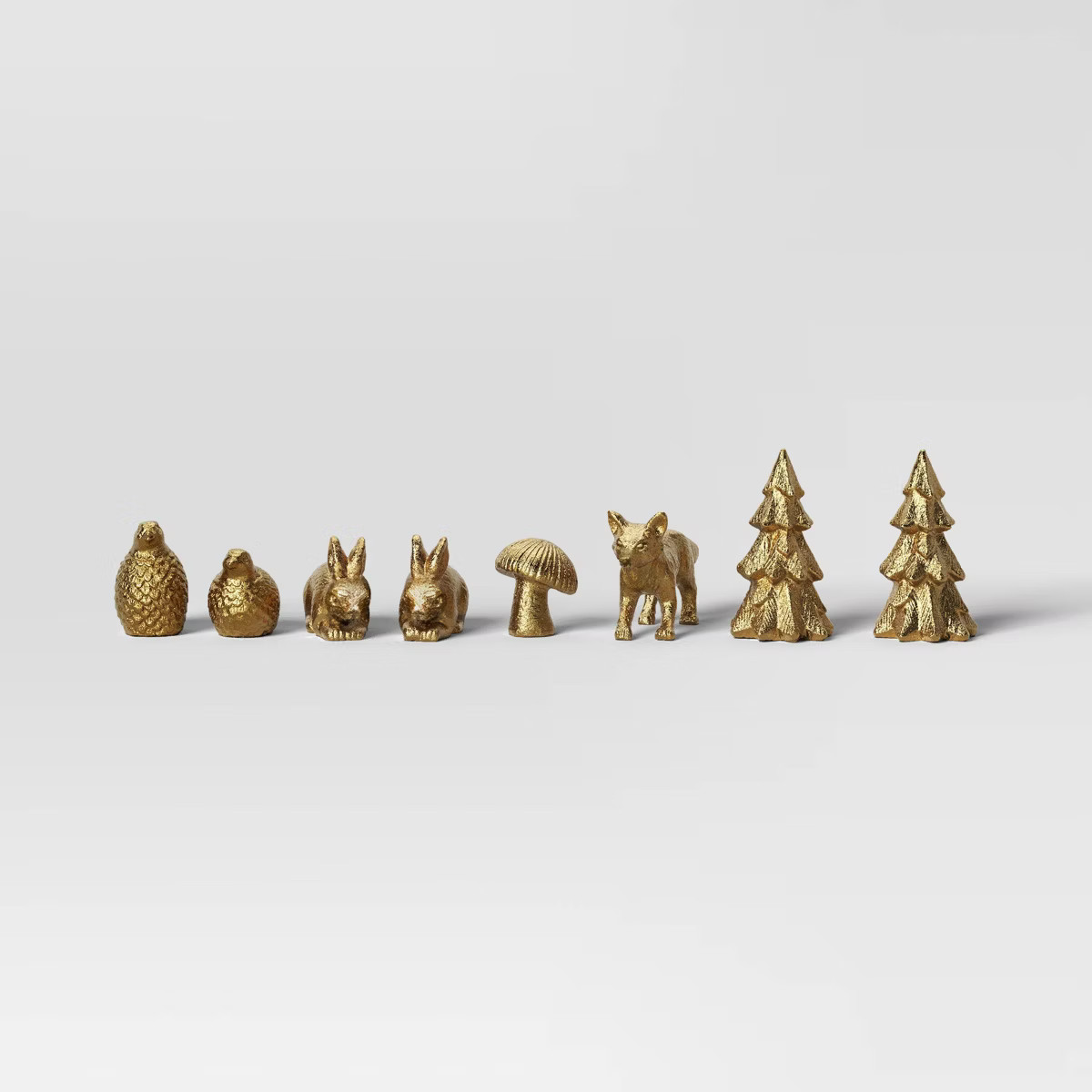 8pk Christmas Poly Figural Decor Set Birds/Bunny/Trees Gold - Wondershop™ | Target