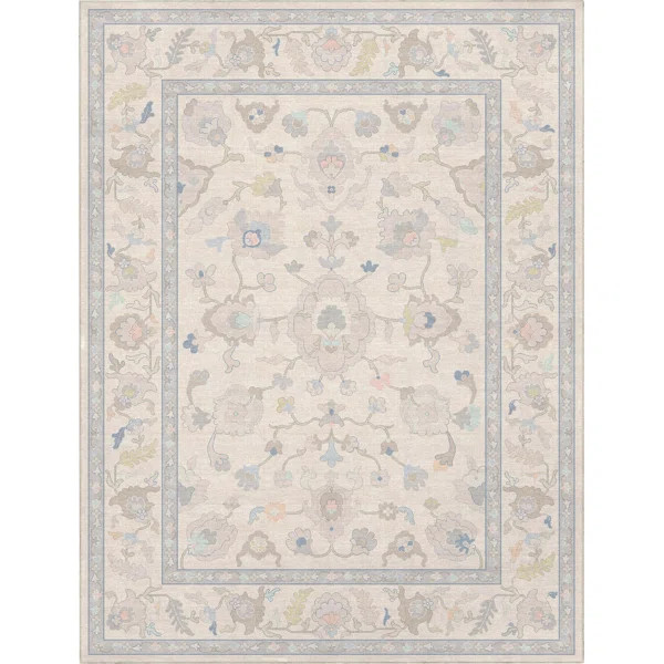 Bungalow Rose Adrith Konya Updated Traditional Oriental Pastel Cream Area Rug | Wayfair North America