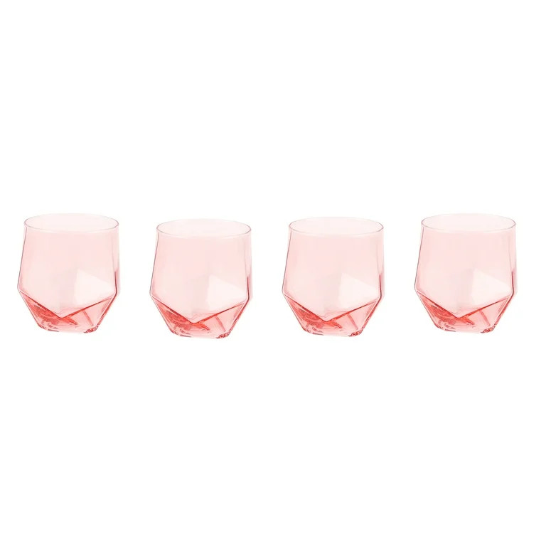 Just Feed Me by Jessie James Decker 4-Piece 15-Ounce Stemless Wine Glass Set, Dusty Rose | Walmart (US)