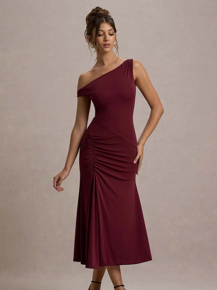 Club L London Red Kerensa One-Shoulder Midi Dress | Next US