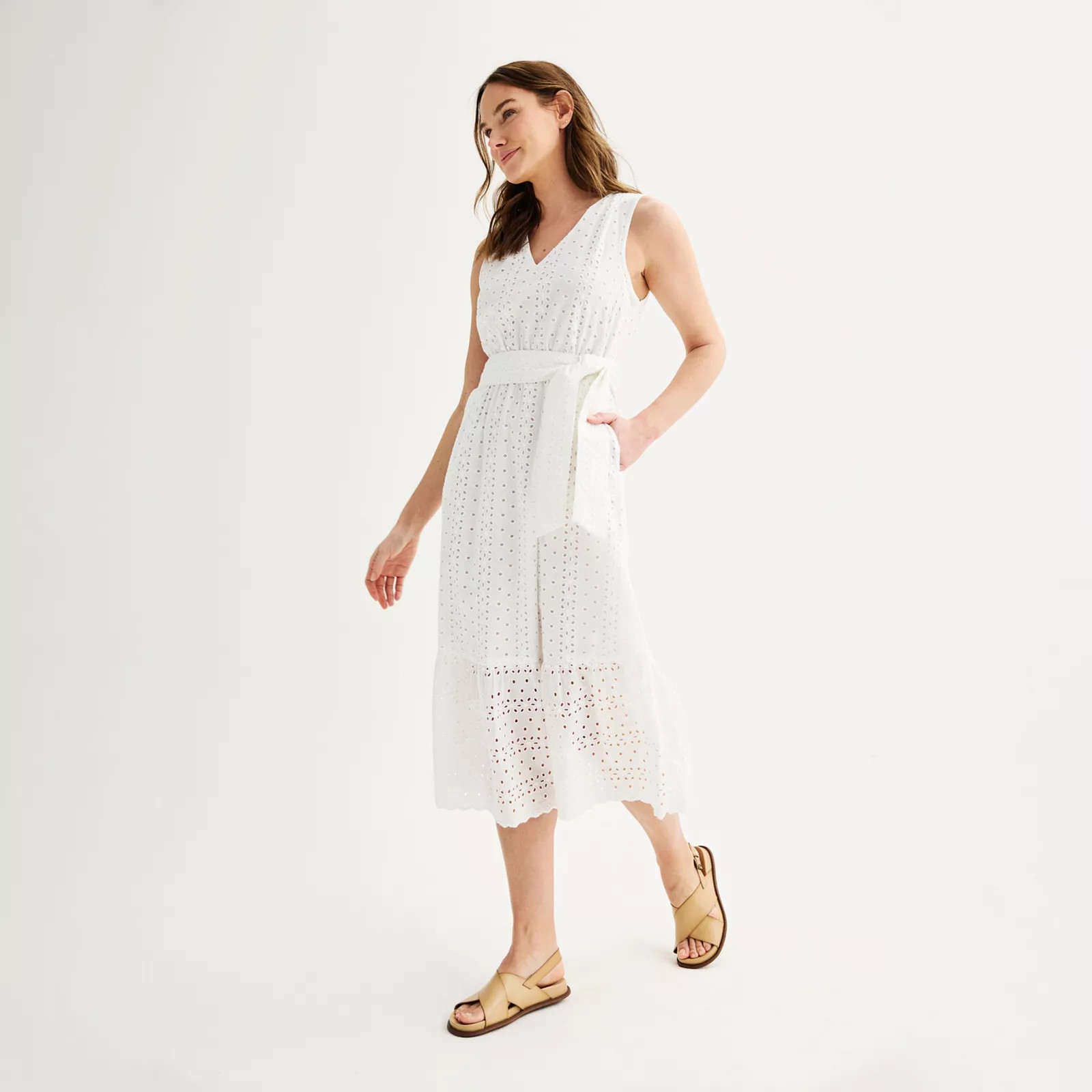 Women's Sonoma Goods For Life® Eyelet Belted Dress | Kohl's