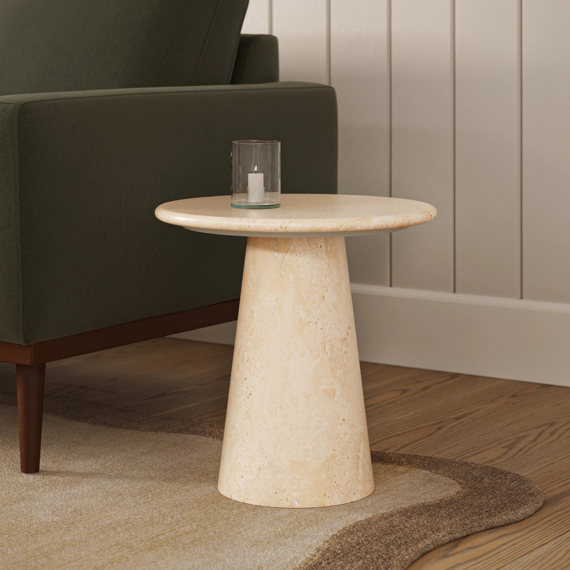 Noemi Travertine Side Table | Article