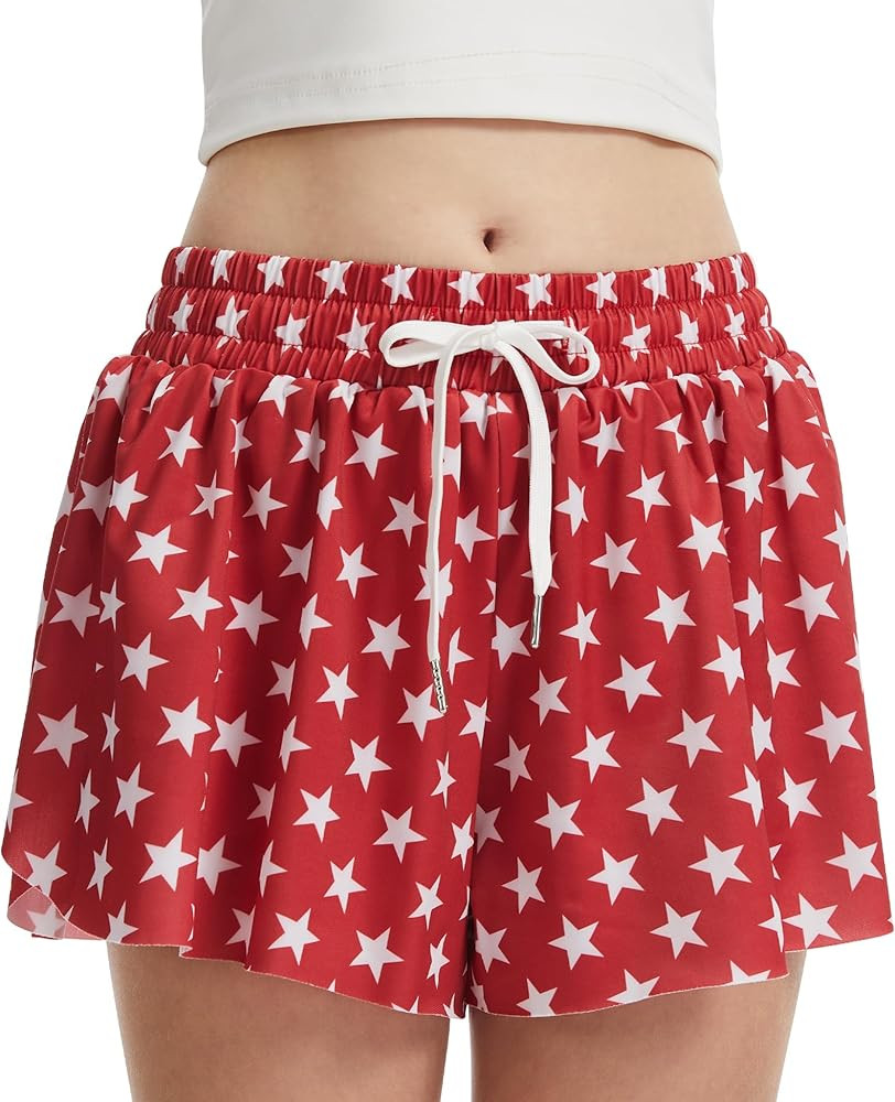 Girls Flowy Shorts Butterfly Shorts for Kids with Pocket 2-in-1 Athletic Shorts Running Shorts fo... | Amazon (US)