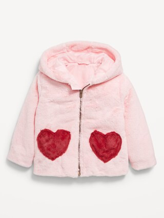 Faux-Fur Heart-Pocket Full-Zip Hoodie for Toddler Girls | Old Navy (US)
