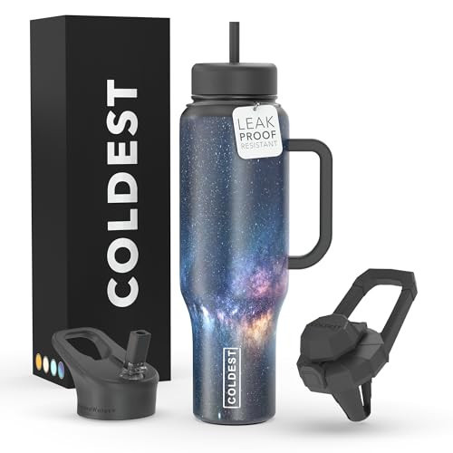 Coldest 40 oz Tumbler with Handle and Straw, 100% Leak Proof Insulated Tumbler with Lid and Straw (3 Lids), Stainless Steel Tumblers for Women & Men, Cup Holder Friendly, 46 oz (Saving Private Camo) | Amazon (US)