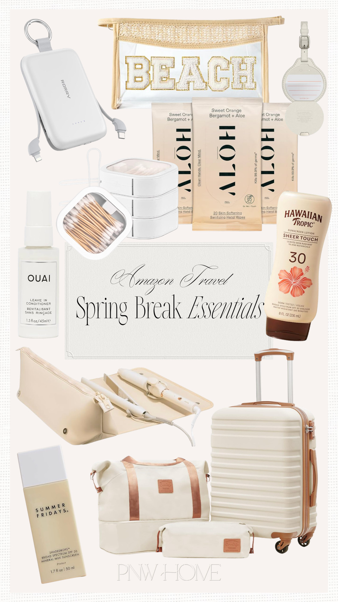 Amazon must haves for spring break travel!

travel essentials, neutral luggage, tan luggage, sunscreen, hair heat protection, leave in conditioner, travel tags, air tags, portable charger, beach bag, toiletry bags, makeup bags, hair styling tool bag, dew drops, travel must haves, hand sanitizing wipes, neutral travel finds 

 #LTKselfcare #LTKSeasonal #LTKTravel