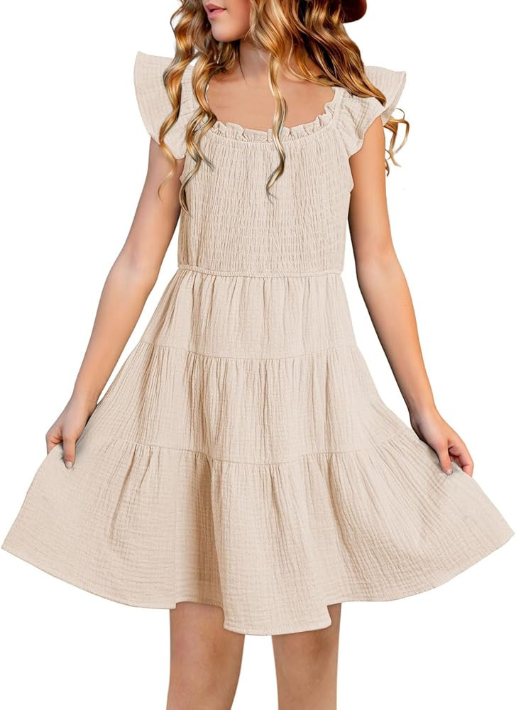 blibean Girls 2024 Tween Summer Cotton Sundress Size 6-15 Years Old | Amazon (US)