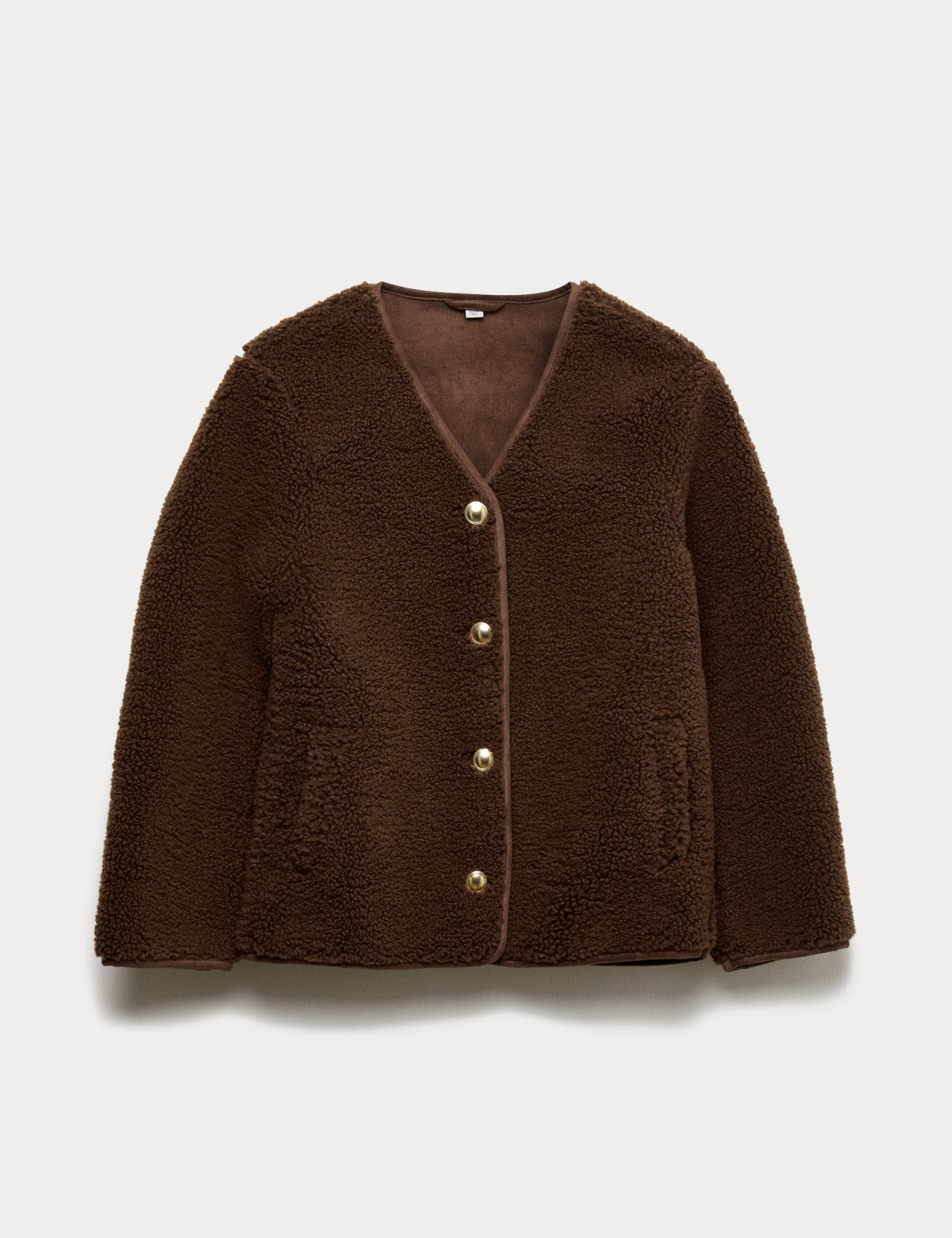 Borg Gold Button Relaxed Jacket | M&S Collection | M&S | Marks & Spencer (UK)