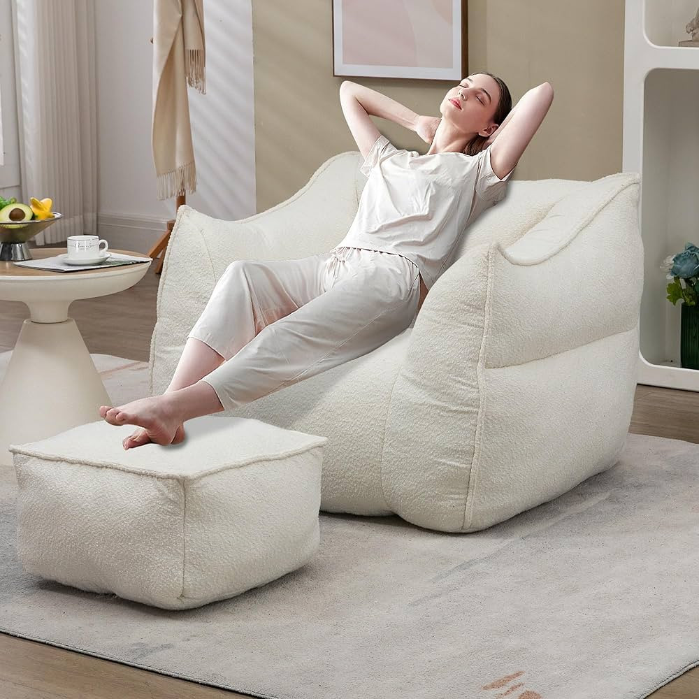 Bean Bag Chair with Ottoman,Oversized Bean Bag Couch for Adults Kids,Cozy High-Density Memory Foa... | Amazon (US)
